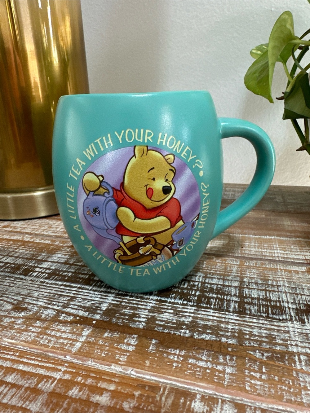 Disney Winnie the Pooh Mug Cup A Little Tea with Your Honey? Teal Disney Parks